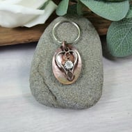 Welsh Love Spoon Keyring, Sterling Silver and Copper Bag Charm
