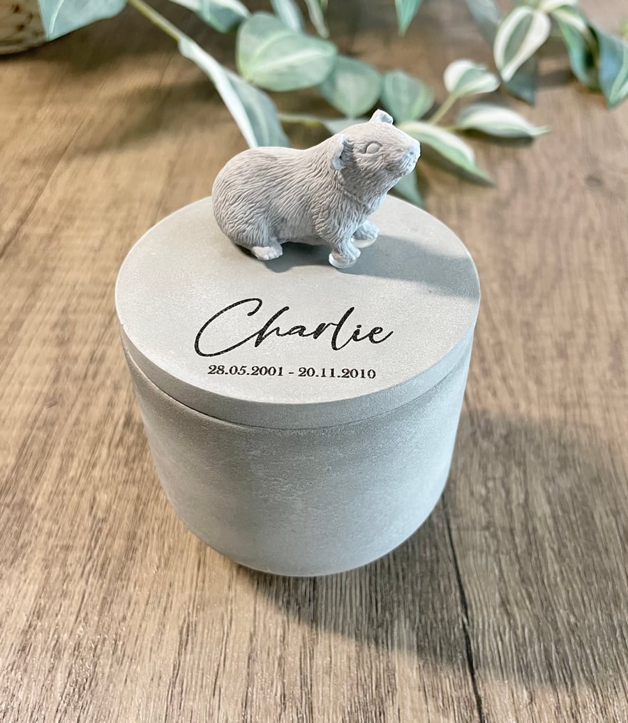 Small personalised concrete Guinea pig urn