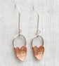 Copper heart on silver circle hook earrings - Image 3