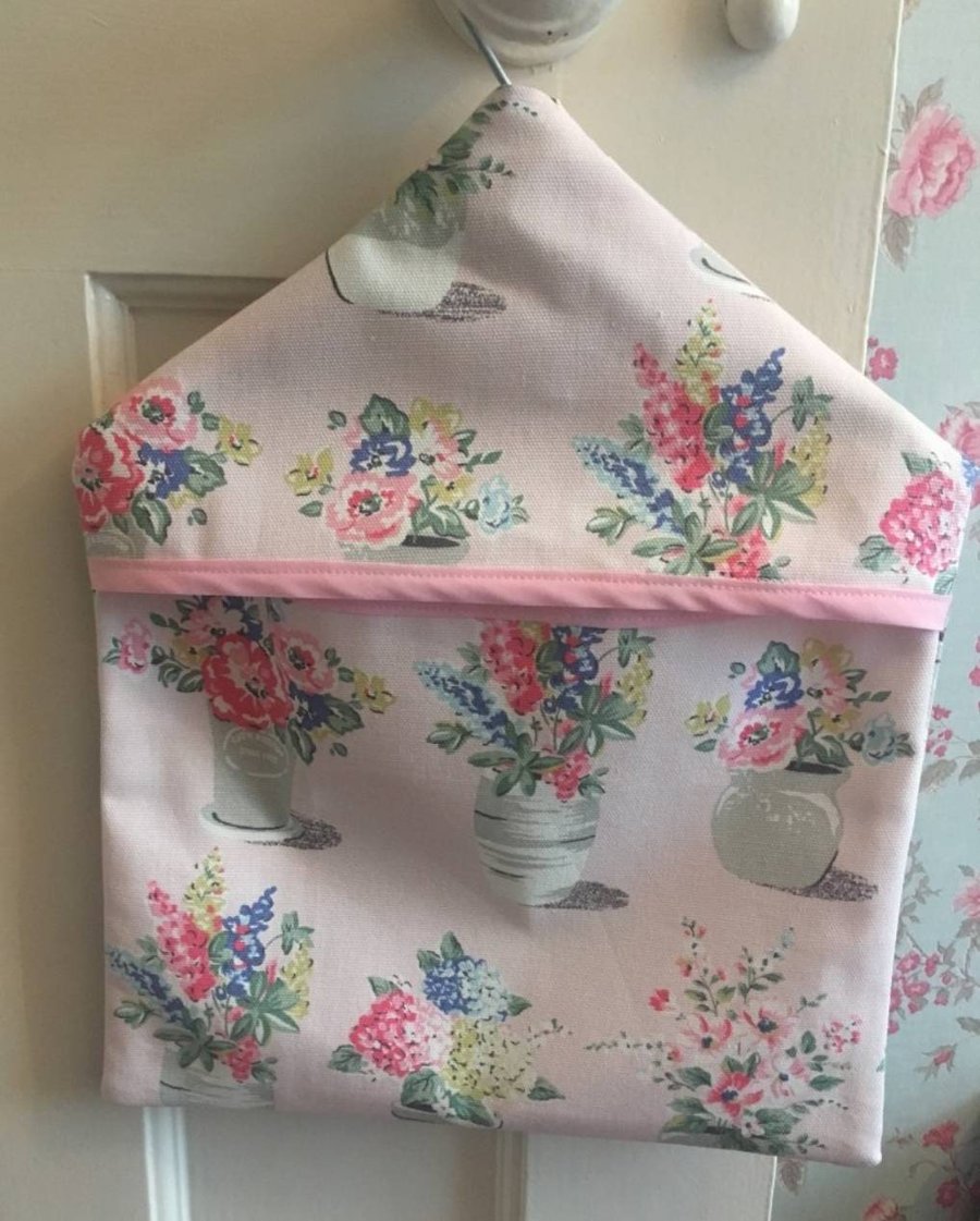 Hand made Cath Kidston flowerpots fabric peg bag