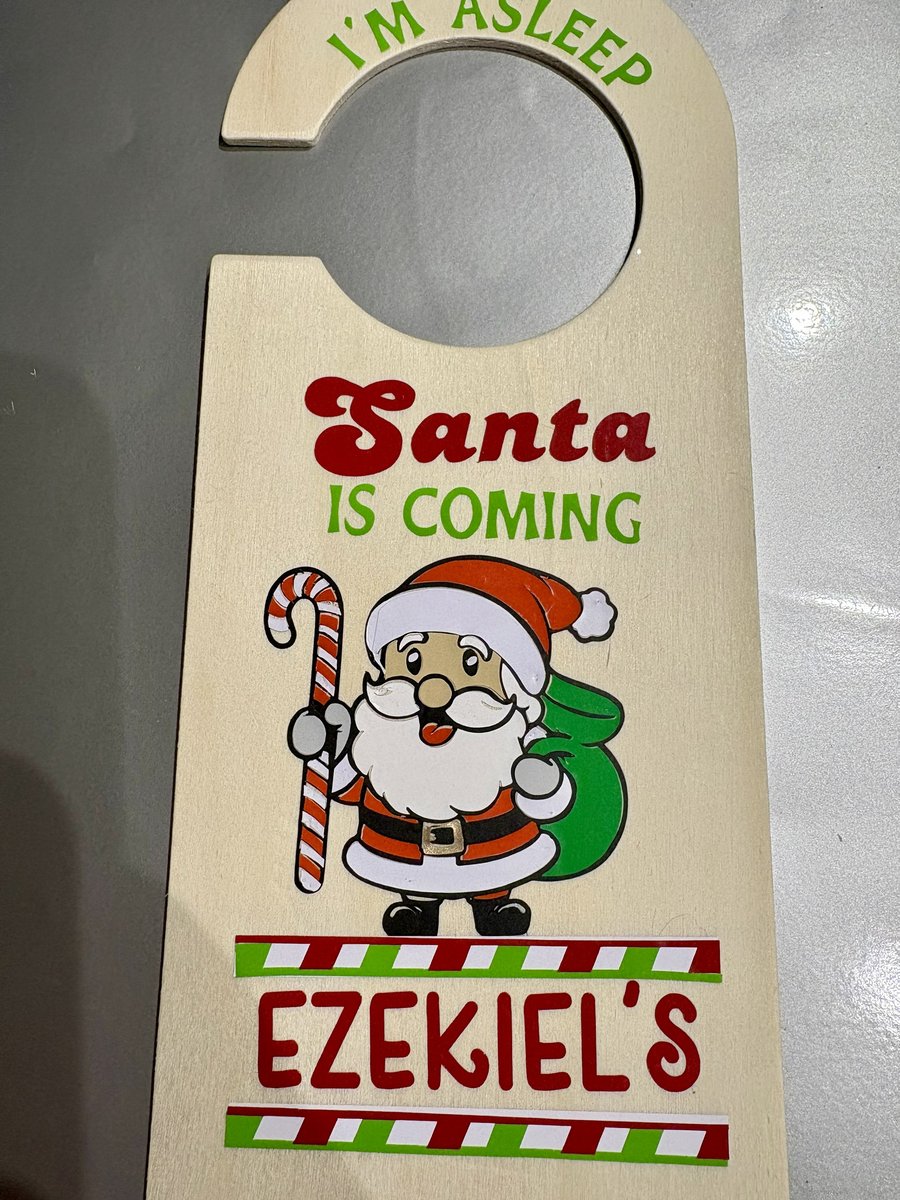 Santa Is Coming Personalised Door Hanger, Christmas Eve Bedroom Decoration