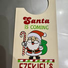 Santa Wood Door Hanger Personalised 