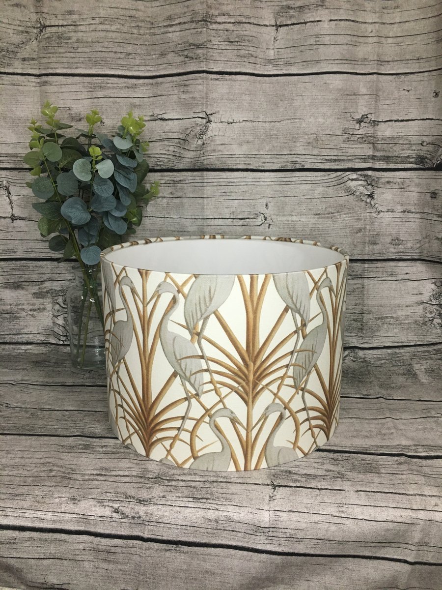 Nouveau Heron Cream fabric 30cm Drum Lampshade