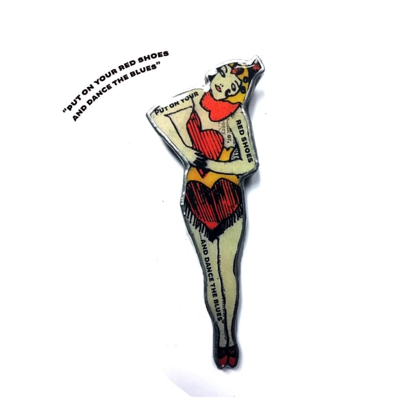 Bowie inspired 'Lets Dance' Red Shoes Showgirl brooch by EllyMental