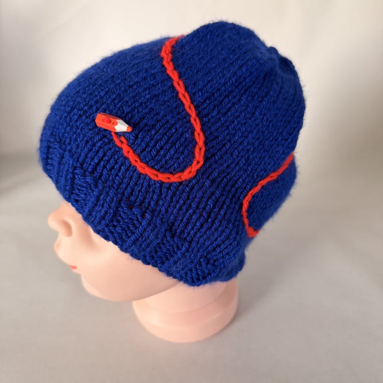Children's hand knitted pencil and scribble hat