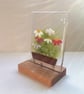 Fused Glass Flower Art: Freestanding Floral Panel on Oak Stand - Image 6