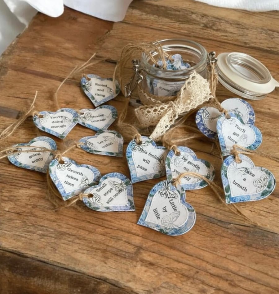 A Little Bundle of Words, Jar of Hearts. Affirmations & Encouragement Gift 