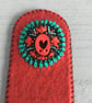 Hand Embroidered Red Heart Bookmark  - Image 2