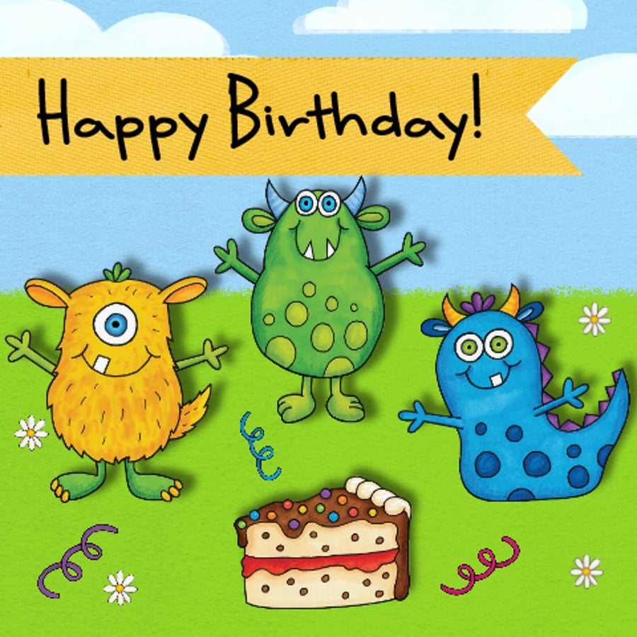 Children's Monster birthday cards