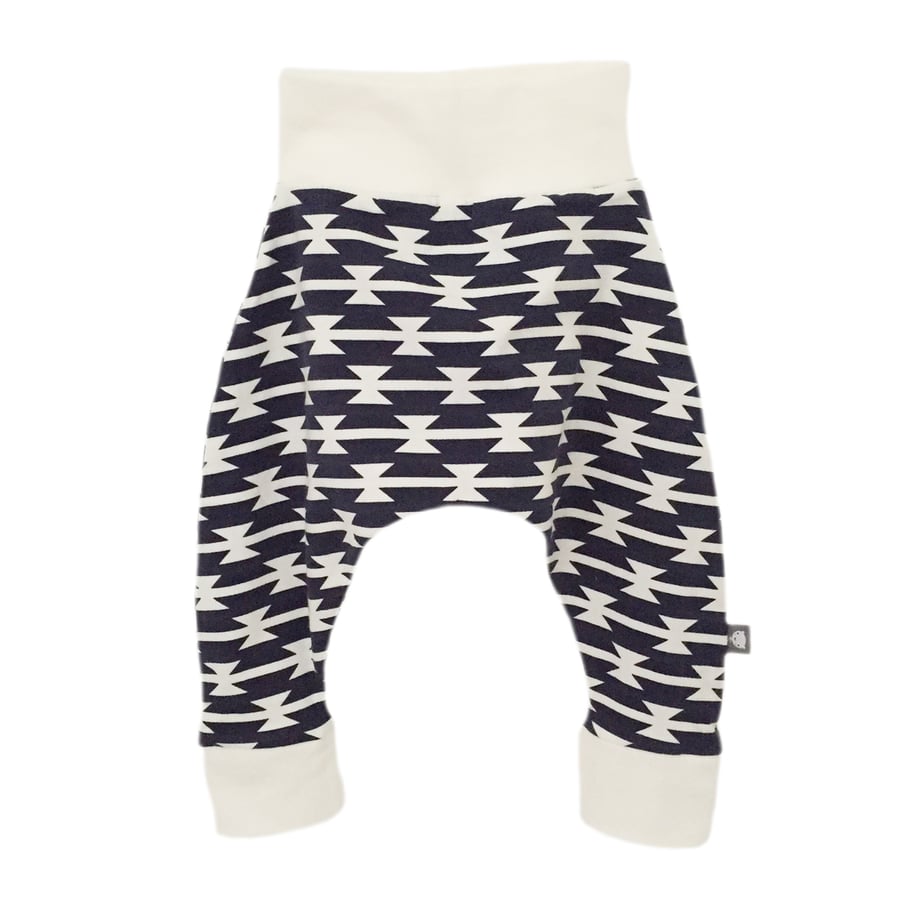 Baby HAREM PANTS Relaxed Trousers ART GALLERY TOMAHAWKS Size 3-6 Months ONLY