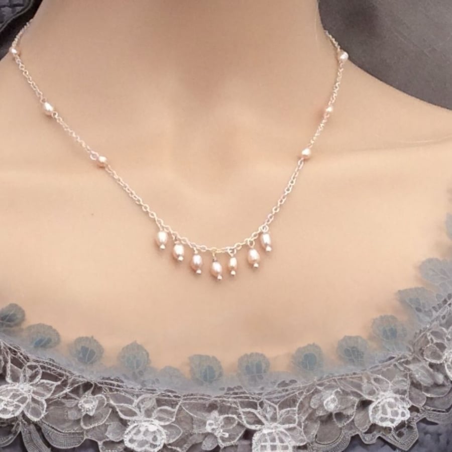 Freshwater Pearl Drop Necklace, 30th Wedding Anniversary Gift
