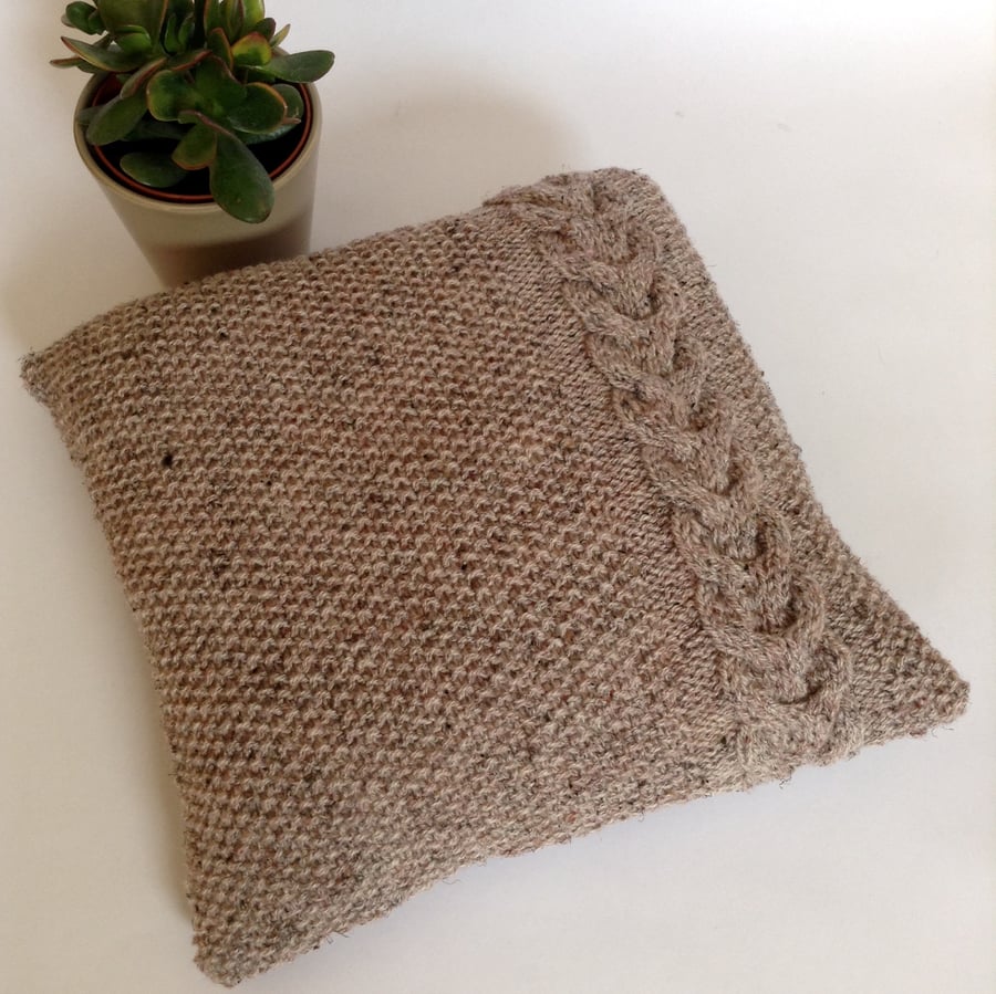 SALE Hand-knitted chunky cable cushion cover