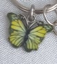 SALE - Beautiful Yellow and Bee Keyring - Key Chain Bag Charm - Silver Tone - Image 3