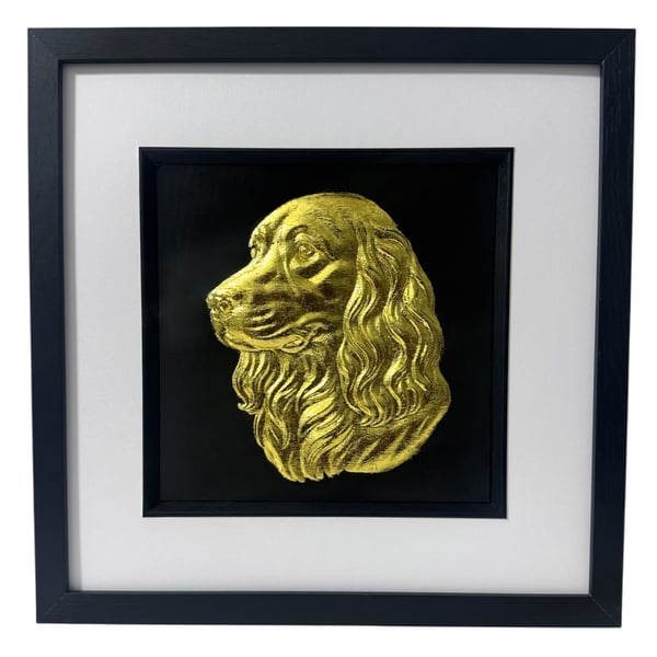 Cocker Spaniel Framed Wall Art, Gold or Silver Leaf Dog Gift