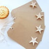 Rustic Brown Gift Tags with White Lace Ceramic Stars