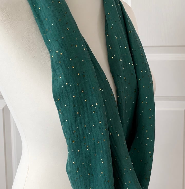 Forest Green with Gold Speckles Infinity Scarf,... - Folksy