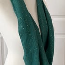 Forest Green with Gold Speckles Infinity Scarf, 100% cotton 