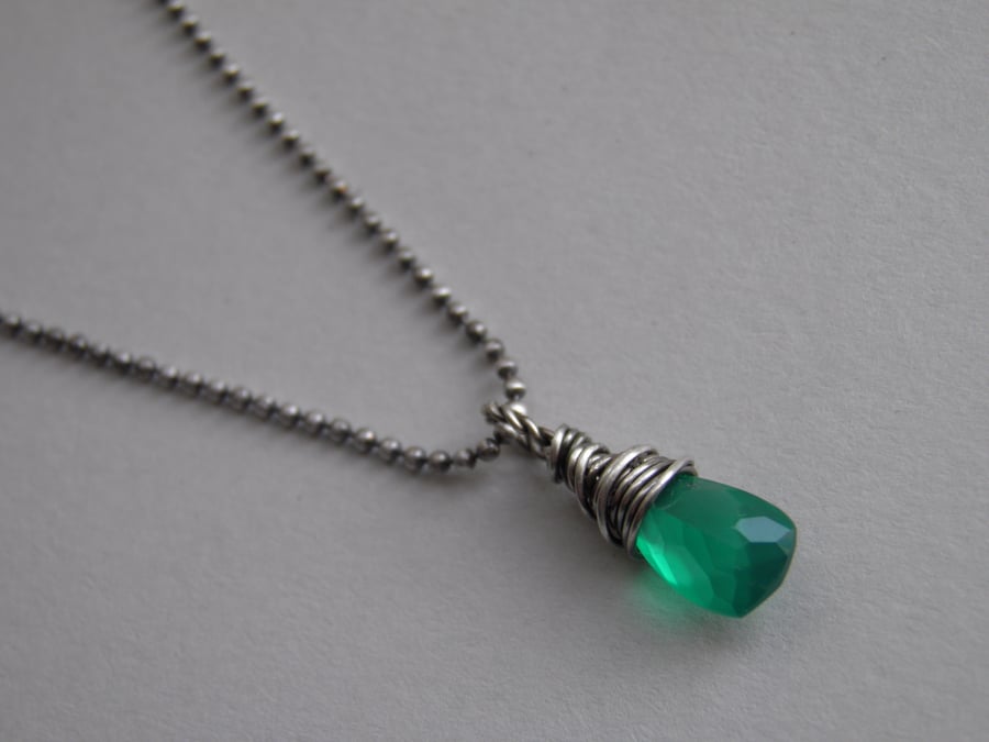 Gemstone Necklace Emerald Green Onyx