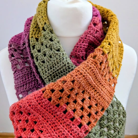 Boho,crochet scarf 