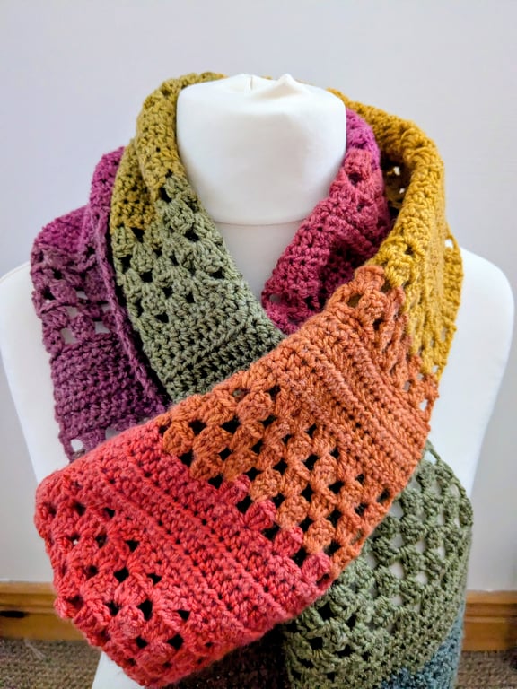 Boho,crochet scarf 