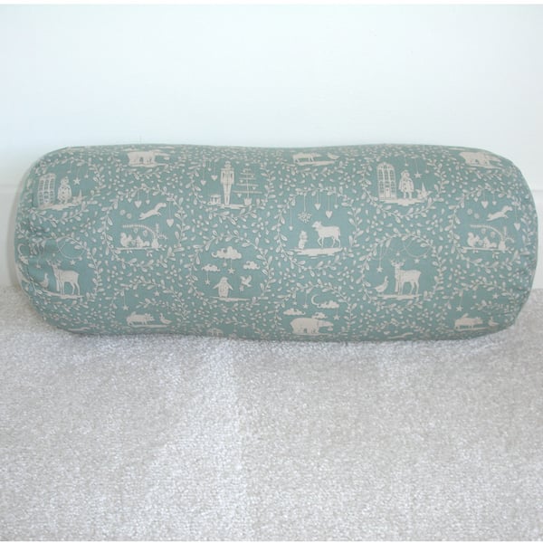 Christmas Bolster Cushion Cover 16" x 6" Cylinder Neck Roll Duck Egg