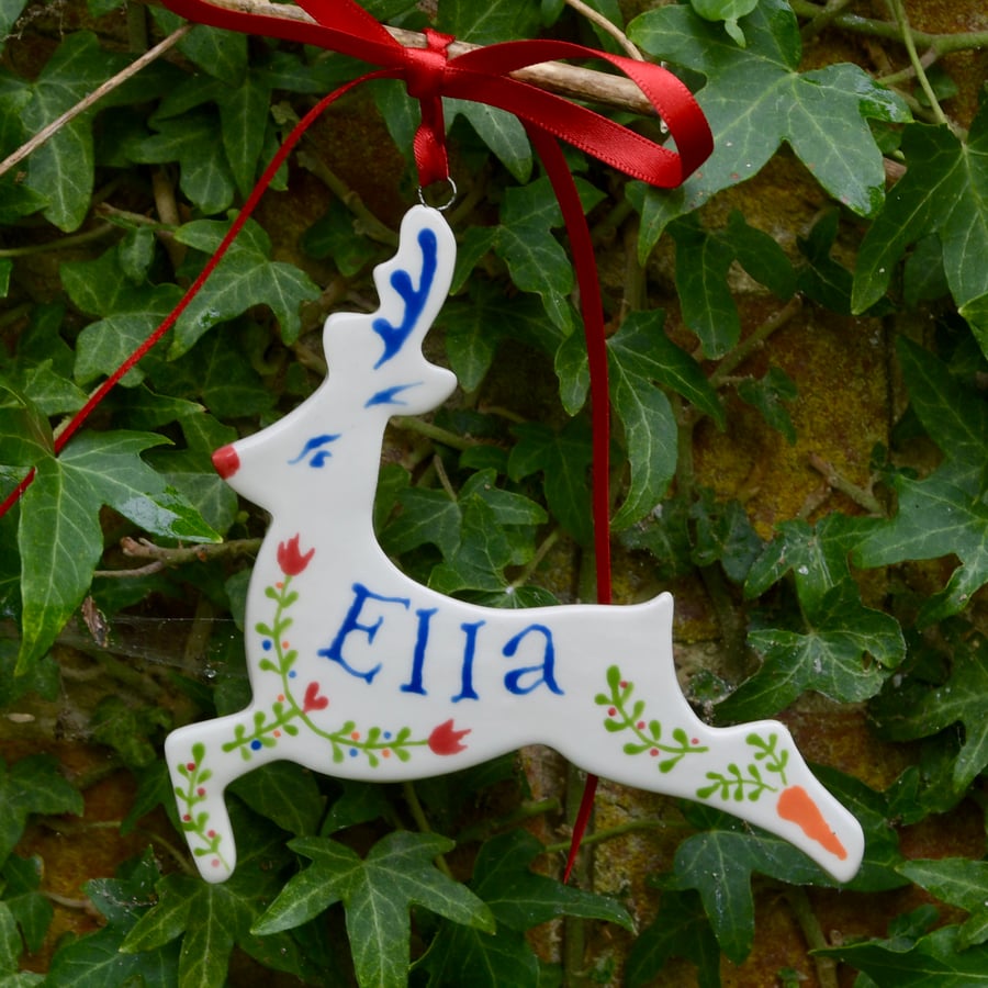 Personalised Rudolph Christmas Decoration - Hand Made