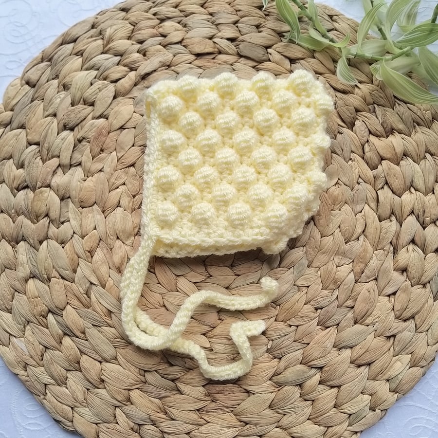 SALE Bobble Pixie Bonnet, Hat, Crochet Baby & Child Hat. 0-3 Months