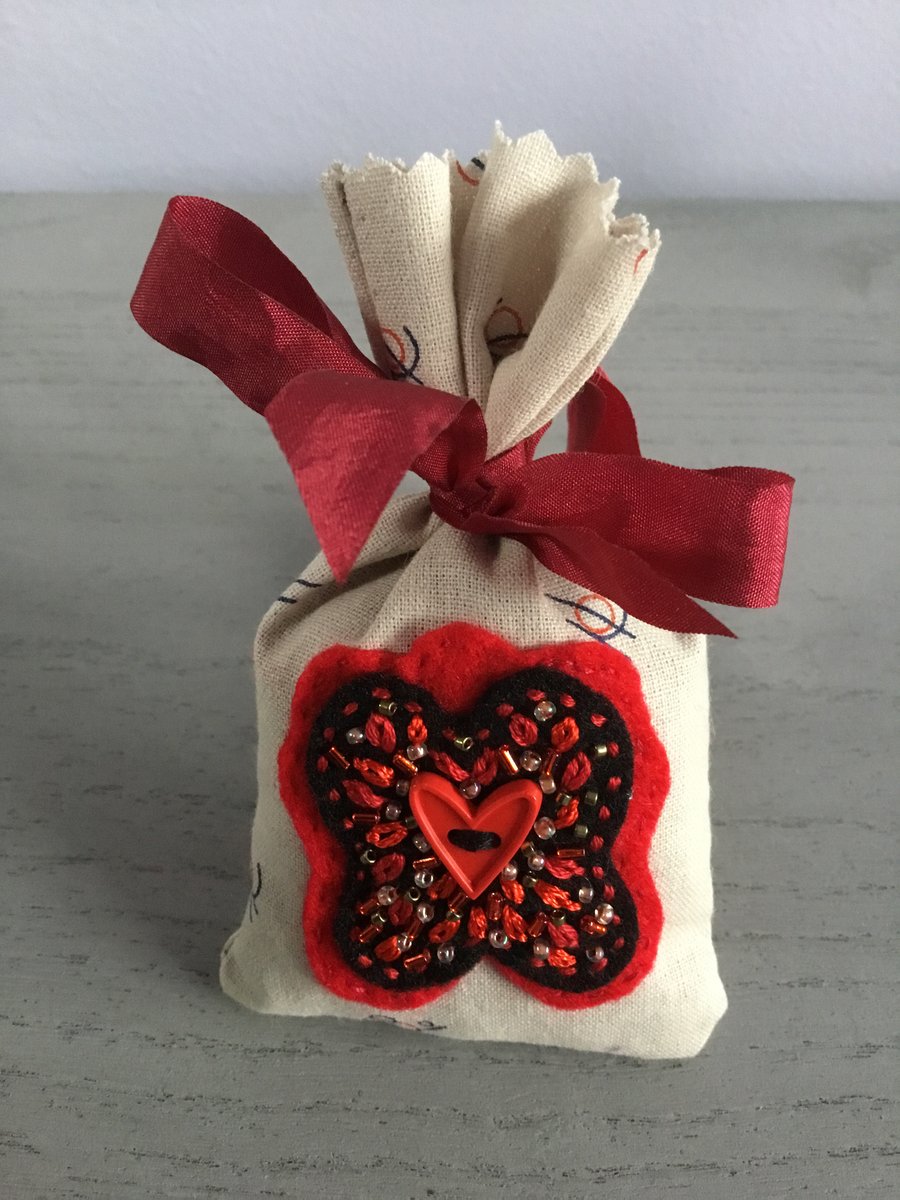 Red Heart Lavender Bag 