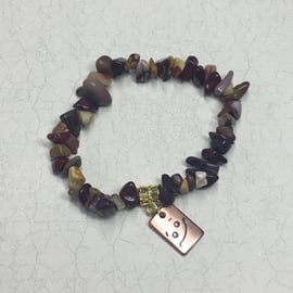 Mookaite Elasticated Bracelet with Happy Charm