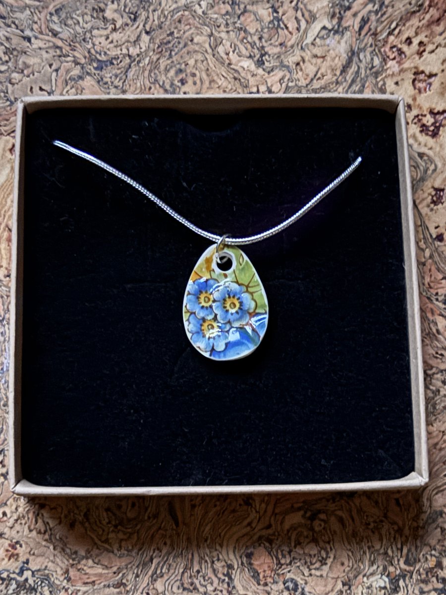 Handmade Ceramic Pendant,  One of a Kind Sterling Silver Eco Friendly Gifts.