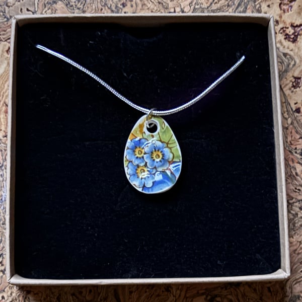 Handmade Ceramic Pendant,  One of a Kind Sterling Silver Eco Friendly Gifts.