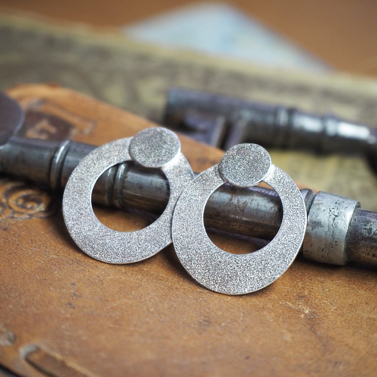 Sterling Silver Stud Earrings, Round Hoop Earring Studs