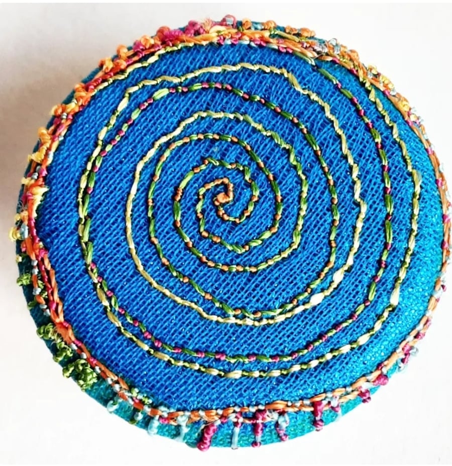 Buttons 1 inch button Hand Dyed Silks and Cottons Free Machine Embroidery Button