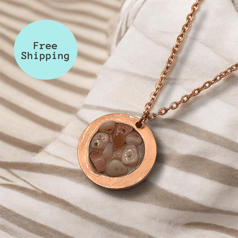 Pink Peruvian Opal Geode Pendant - Libra Birthstone Necklace