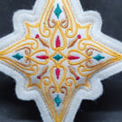 Christmas Embroidered felt decorations. White.