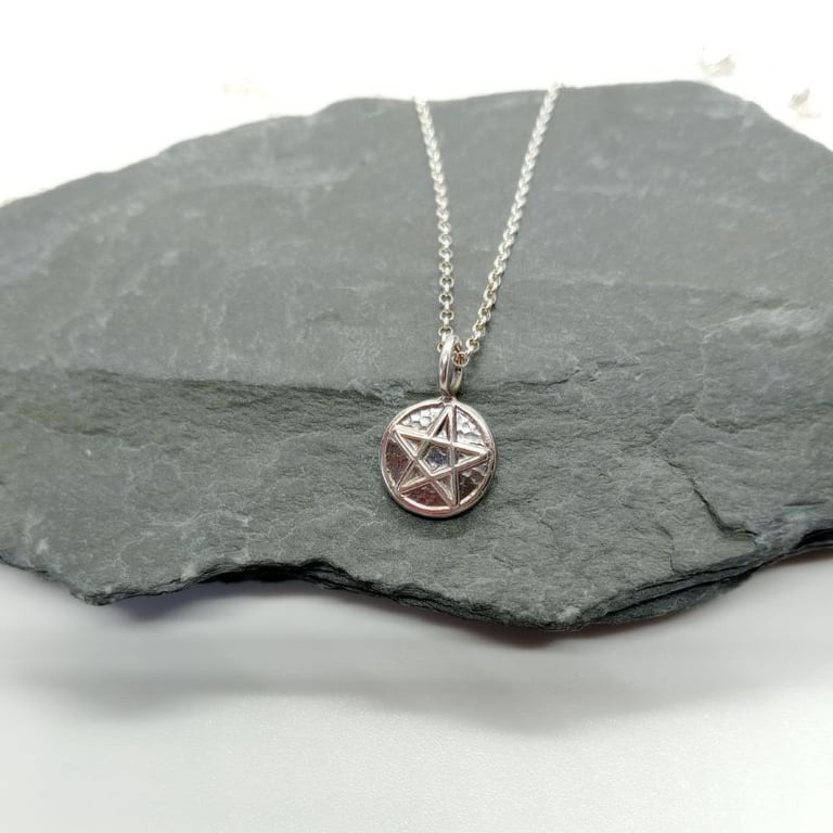 Pentacle pentagram charm necklace sterling silver 