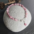 Pink Tourmaline and Sterling Silver Bracelet