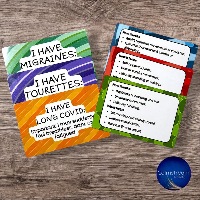 Chronic Illness & Hidden Disabilities Wallet Cards Lanyard Badges (Sublimated Al