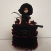 COVER GIRL - SPARE TOILET ROLL COVER - RED AND BLACK WITCH