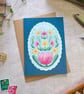 Folk Art inspired Waterlily & Daisy Birthday Card - Image 2