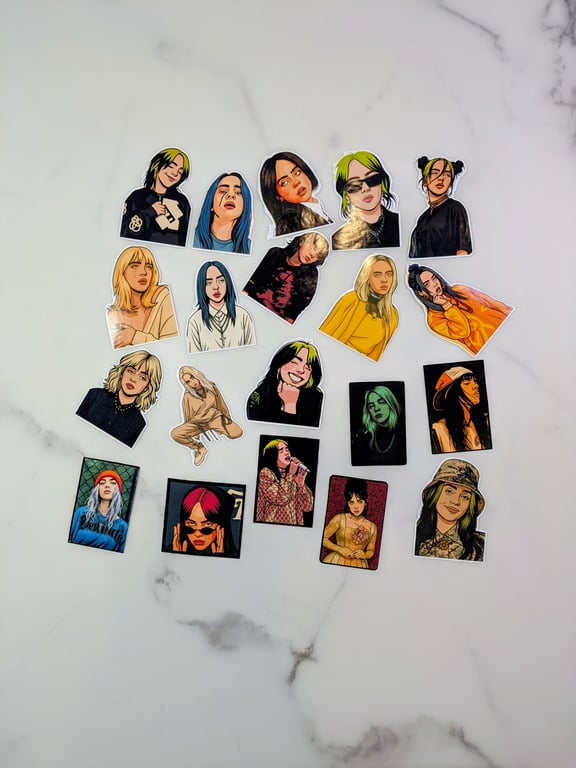 Billie Eilish inspired music artist vinyl decal sticker set