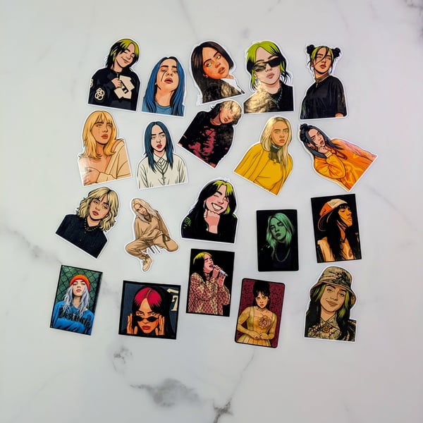 Billie Eilish inspired music artist vinyl decal sticker set