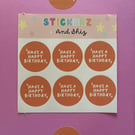 Happy Birthday Round Stickers, birthday stickers, envelope seals, present labels