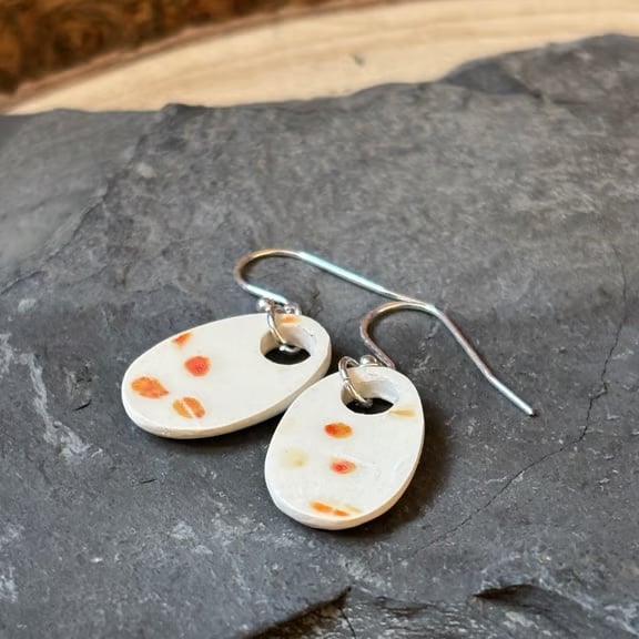Handmade Earrings, Ceramic, Unique, Sterling Silver, Eco Friendly Gifts.