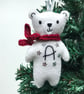 Christmas Bear Decoration with Hand Embroidered Personalisation- Made to Order - Image 5