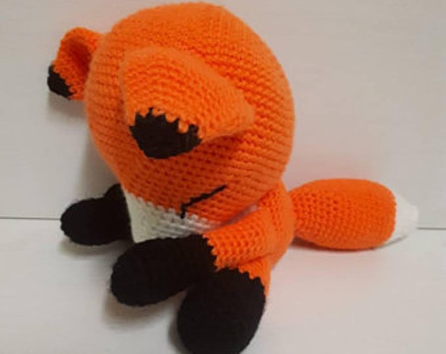 Sleepy fox amigurumi, handmade, shover gift for baby, crochet toys