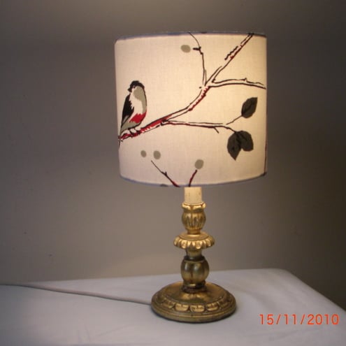 Cherry red bird small handmade drum lampshade