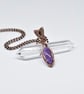 Wire Wrapped Dainty Amethyst and Copper Pendant - Image 2