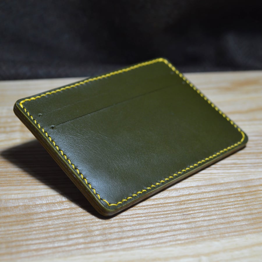 Forest Green Slimline Leather Card Wallet With Cash Slot