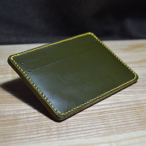 Forest Green Slimline Leather Card Wallet With Cash Slot